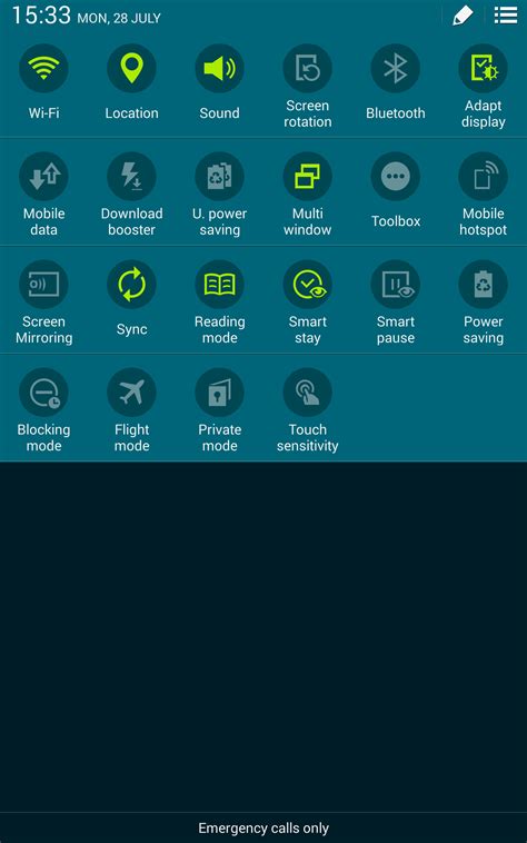 settings menu tablet